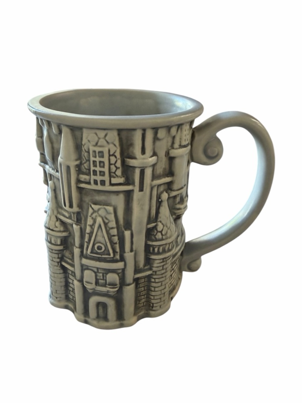 Disney Parks Authentic Original Cinderella 3D Castle Sculpted Ceramic Mug Gray